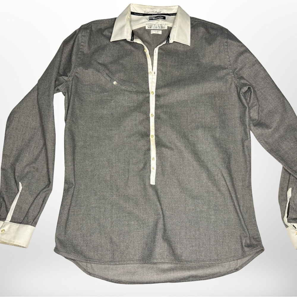 Elegant Gray Men's Button-Down Shirt